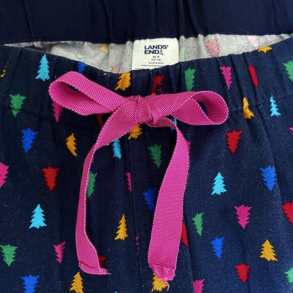 Lands' End Flannel Holiday Tree Print Pajama Lounge Pants Size MP Blue Multi - Picture 6 of 9